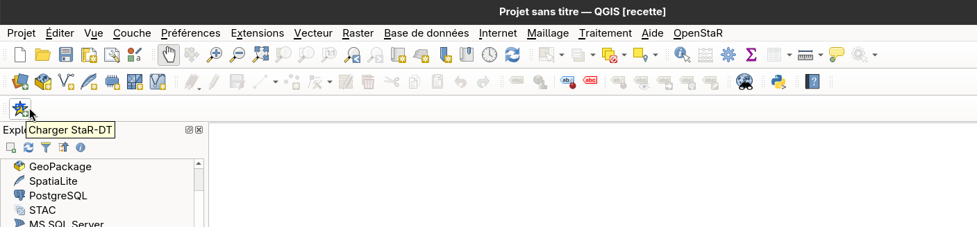 Accéder à OPenStaR-DT à partir de la barre d'outil OpenStaR-DT